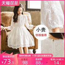 Girl dress autumn 2021 New middle child skirt autumn winter plus Velvet girl lace princess skirt super Foreign Air