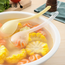 Disposable big soup spoon large plastic takeaway packing porridge Spoon hot pot soup commercial long handle Dagong spoon independent loading