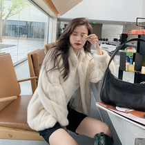 Han Youmeng Winter Wish vertical bar craft thin mink imported velvet fur coat female Korean version 2020 New