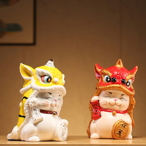 Lucky cat ornaments Home living room Household housewarming Town house Business is booming Lucky treasure Desk office