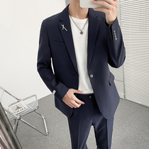 Casual suit mens jacket spring and autumn Korean version of professional dress handsome small suit suit suit set senior sense ins tide coat