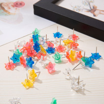 100 colored transparent five-pointed star plastic small pushpins kindergarten photo wall decoration Cork felt studs