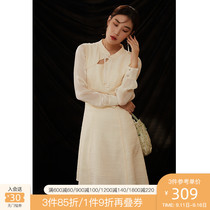 Single-size national style new Chinese dress womens autumn wear 2022 new micro fat MM disc buckle cheongsam middle skirt