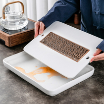 Tao Shangyin ceramic tea tray rectangular water storage type drainage small tea table mini simple household tea tray