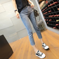 Jeans Womens Capri pants Spring and Autumn 2021 New Little Man Brow ankle-length pants Size Slim Tight Pants