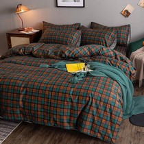 Net red cotton four-piece cotton bed bedding winter sheets Norse simple quilt cover 1 8 bed hat 3 4-piece set