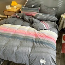 Nordic style four-piece cotton cotton cotton 100 water washing cotton bedding ins quilt cover dormitory three-piece sheet winter