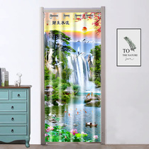 Door curtain Bedroom partition curtain Home aisle Chinese kitchen bathroom Toilet block brake free punch cloth curtain