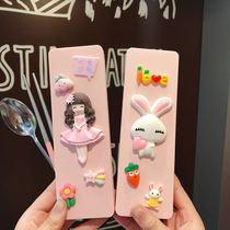 Primary school tableware girl chopsticks spoon set to go to school portable cute cartoon boy three-piece set