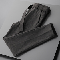 Thick slim small feet casual suit pants mens autumn and winter New woolen pants light Business Mens grinding trousers
