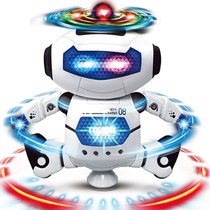 Little dumbass intelligent little chubby big white electric universal dancing and rotating light music robot childrens toys