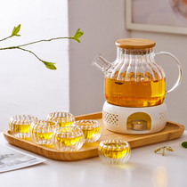 Japanese afternoon teapot with glass teapot candle cooking tea furnace heating base brewed fruit and herb teacup set
