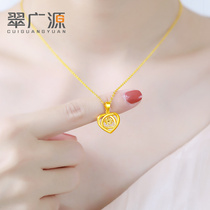 24k pure gold necklace Female heart pendant Pure gold 999 fashion clavicle chain 2021 new Valentines Day gift