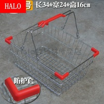 Supermarket metal stainless steel plating basket iron line vegetable basket large and small shopping basket