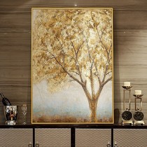 Pure hand-painted wealth tree oil painting restaurant living room plant hanging painting porch Nordic landscape sofa background wall decorative painting