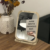 ins Wind wooden mirror subnet red desktop makeup mirror female large desktop folding vanity mirror student dormitory portable