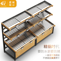 Fruit and vegetable shelves Supermarket shelves single-sided wall display Nakajima shelf Fresh business super stainless steel vegetable rack