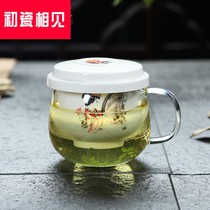 Early porcelain meeting tea set tea brewers fast guest ceramic filter Cup high temperature heat-resistant glass tea household