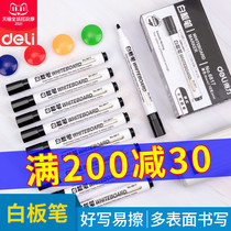 Del 6817 Whiteboard Pen Black Water Non-toxic Color Erasable Water Big Head Pen Red and Blue Whiteboard Pen 10 Office Supplies Stationery Writing Tools for Teachers
