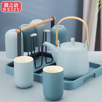 Morandi Nordic water set household water cup set living room tea cup simple with tray 6 with cup holder