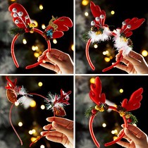 Santa hat adult childrens hat antler hat Christmas hat decoration Christmas gift headband glowing headgear