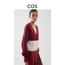 COS women's standard version color matching wool blended cardigan red powder 2022 spring new 1051331002
