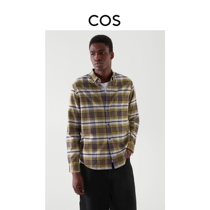 COS men Standard version flannel check shirt yellow brown 2021 Autumn New 1011262001