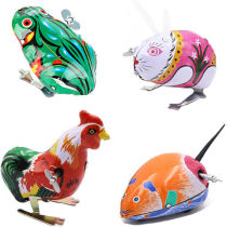  Post-80s classic traditional nostalgic tin frog rabbit rooster mouse toy childrens winding clockwork puzzle interactive