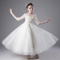 Childrens high-end dress host flower girl princess dress foreign girl wedding dress dress girl piano performance summer