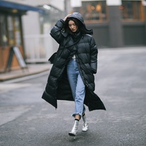 2021 New down jacket womens long long knee Korean version of loose thick art test show thin anti-season clearance