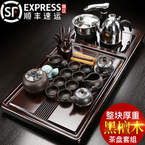 Niu Ren whole ebony solid wood tea tray Purple sand tea set set Household simple Kung Fu tea table automatic induction cooker