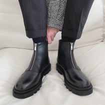 2020 new high-top mens shoes in the middle of the high leather shoes tide British autumn and winter plus velvet Martin boots a pedal boots