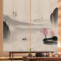 Linen zen bamboo curtain Roll curtain Curtain shading shading Japanese living room Bedroom custom pull bead curtain Kitchen landscape