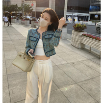 2021 early autumn new foreign-style celebrities light luxury high waist tweed short style small fragrant style coat coat women wild tide