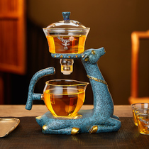 Juyoujia original kung fu tea set a deer has your pure hand-inlaid silver semi-automatic magnetic suction lazy man tea maker set