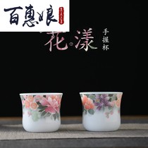  Baihui Niang master cup Single cup Large ceramic tea cup Household tea set personal cup Hand-painted lady Kung Fu tea cup