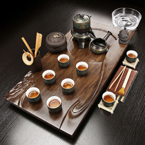 Kung Fu purple sand tea set set Household small tea tray living room tea tray solid wood drainage simple tea sea