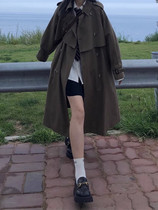Windbreaker coat womens autumn 2023 new Korean version loose casual mid-length British small high-end coat