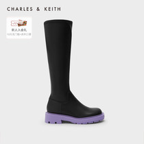 CHARLES&KEITH21 winter new CK1-90920103 ladies hit color thick bottom smoke pipe boots Cavaliers boots