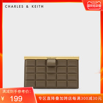CHARLES & KEITH women bag CK6-10770468 ladies small square bag check chain crossbody wallet