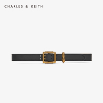 CHARLESKEITH ACCESSORIES CK4-42250229 METAL SQUARE BUCKLE WOMENS SOLID COLOR BELT