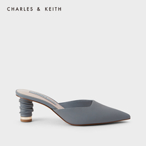  CHARLES&KEITH WOMENs SHOES CK1-60580189 pleated heel pointed high-heeled MULLER shoes women