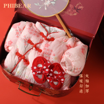 Baby gift box winter baby girl thick Hanfu full moon gift newborn clothes supplies baby 100 days old gift