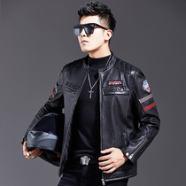 Haining Fur Dress Men Short Line-Line Locomotive Leather Jacket New Fashion Fall Fall Winter Down Fitting Cover