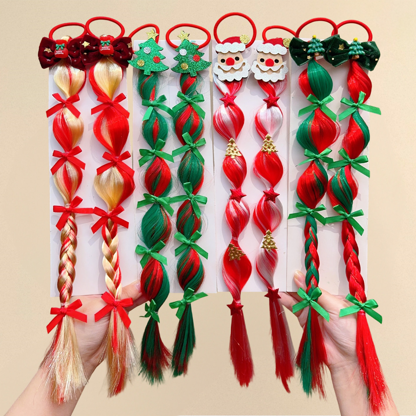 双马尾圣诞cos怎么搭？儿童假发辫子头饰4件套推荐_cos服装_淘宝服装网, image size:1440x1440