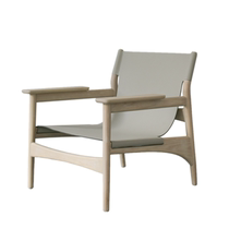 N-LC02 Chair Japan Designer Chair Solid Wood Canvas Chair Horse Saddle Leather Chair Folk Sleeping single sofa