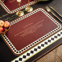 (2 Sheets) American Retro Leather Western Dining Mat Meal Cushion Home Red Holiday Home Insulation Mat Table Cushion Bowl Mat