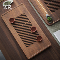 Heavy bamboo rectangular tea tray large Chinese household simple living room water storage tea tray drawer type drainage tea sea large tea table