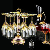 Enamel red wine decanter set household unleaded wine glass crystal goblet upside down cup holder wine set