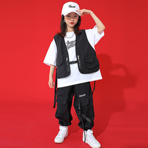 Childrens hip-hop trend clothing suit Boys Hip-hop Childrens clothing trend brand handsome vest Summer hiphop performance clothing Girls